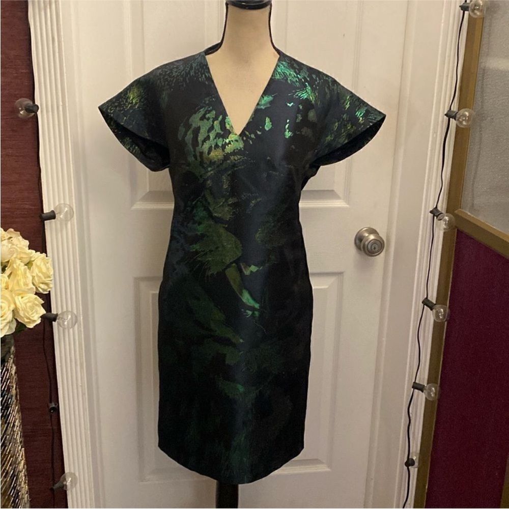 Alexander McQueen Black and Green Midi Dress, US6